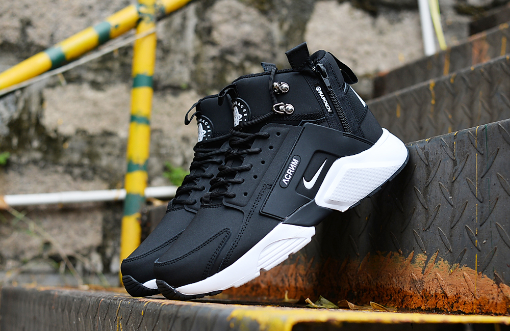 2018 Men Nike Huarache X Acronym City MID Leather Black White